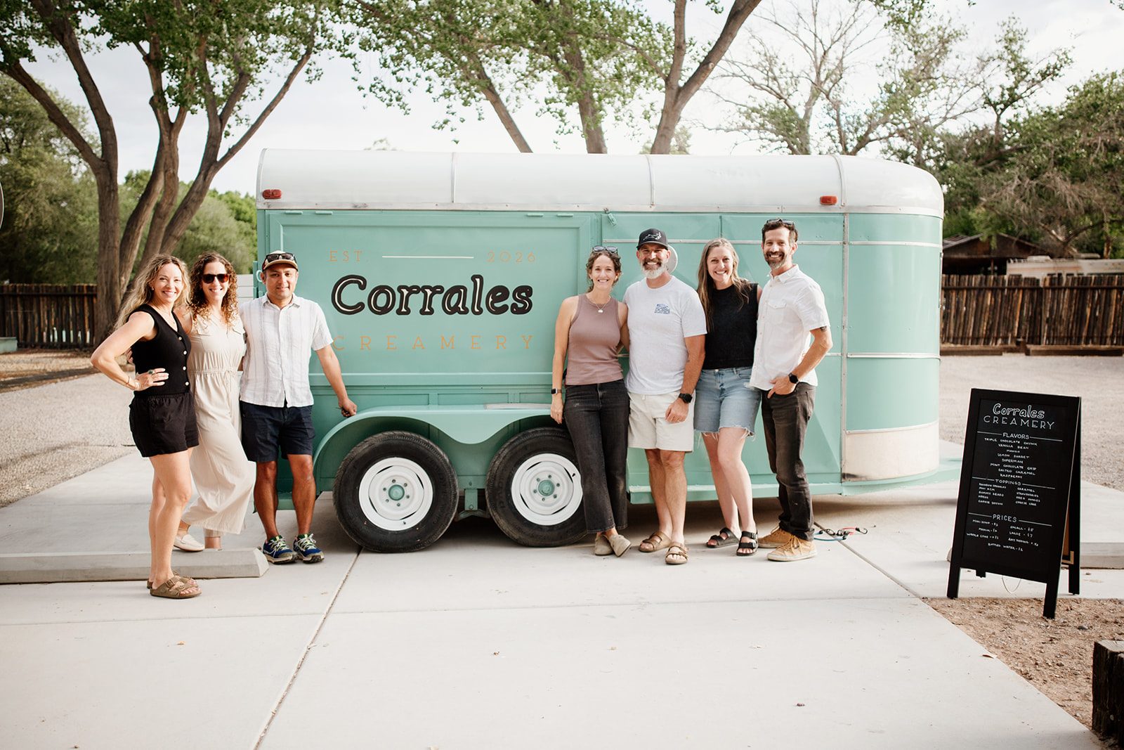 The family behind Corrales Creamery, together in front of the trailer
